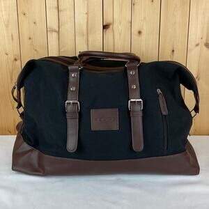 Police Canvas Duffel - Black and Brown, about 19 x 8 x 15 inches